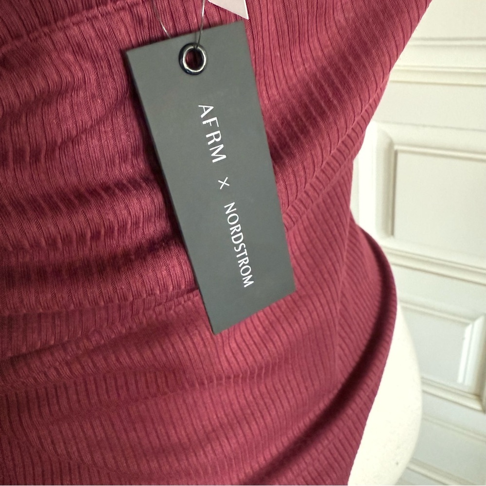 NWT AFRM x Nordstrom Maroon Bodysuit Off-the-shoulder Ribbed Small & Medium - Picture 9 of 16